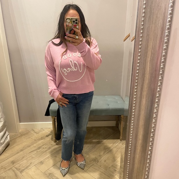 LELIS Collection GOOD VIBES Tinsel CrewNeck Knit Top - Picture 1 of 5